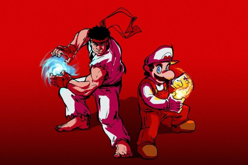 Mario & Ryu Smash 4 Wallpaper
