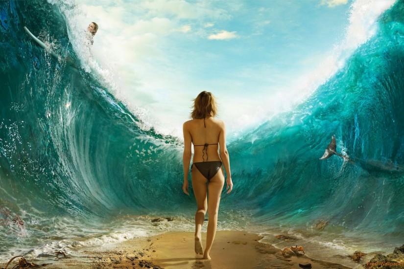 girl-and-sea- Wallpaper: 2560x1600