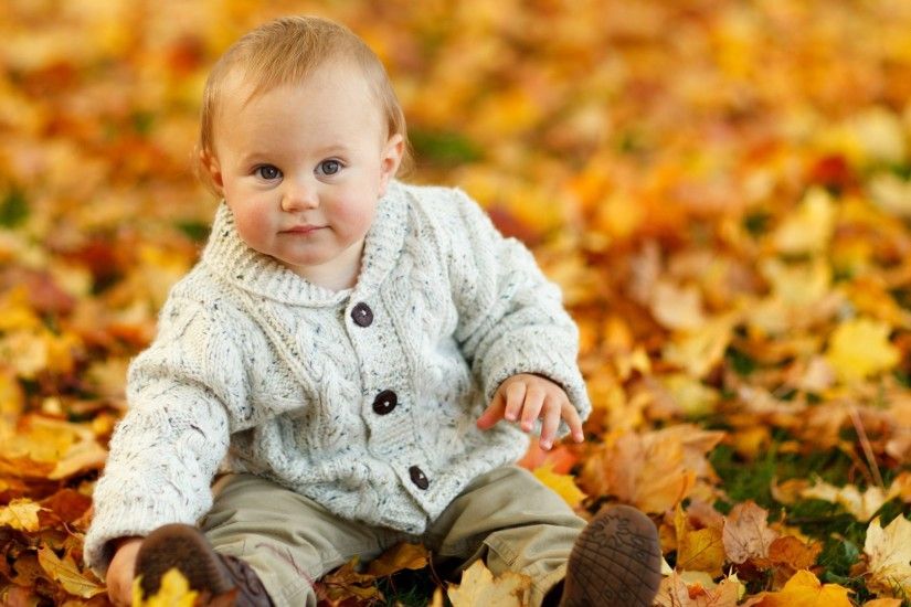 cute baby boy autumn leaves desktop wallpaper with hd widescreen