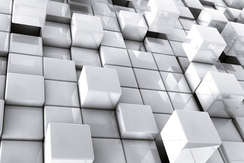 Abstract White 3D Cubes Desktop Wallpaper picture