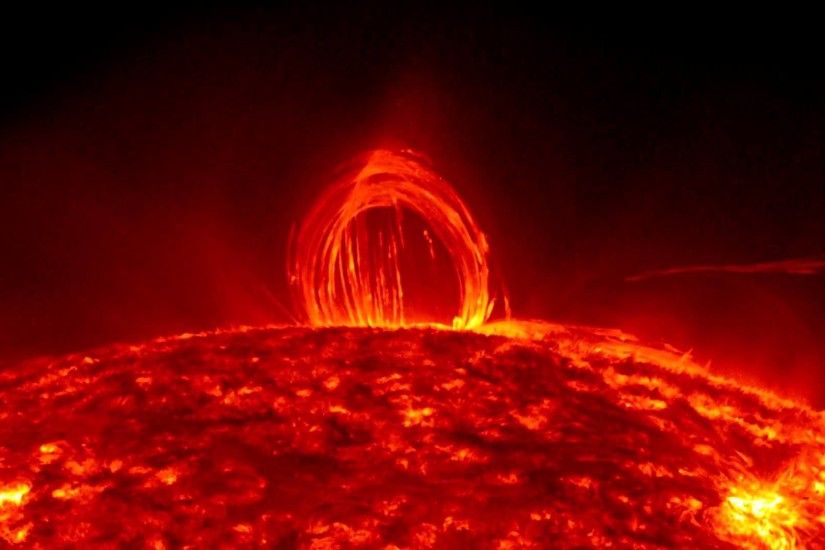 Blazing Arc Rains Fire On Sun - Magnetic Solar Flare Loop | Video - YouTube