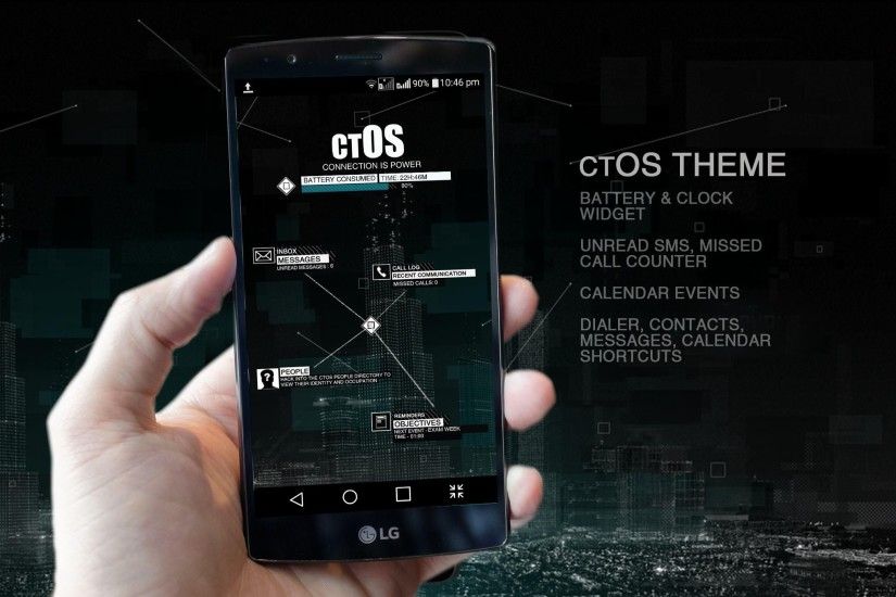 I have created a Watch Dogs inspired ctOS based theme. It is actually a  demo version of my upcoming ctOS paid theme.