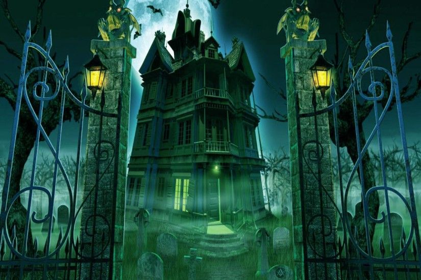 halloween graveyard and house wallpapers and images - wallpapers .