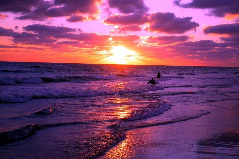 beach sunset landscape. sunset landscape purple orange waves beach nature  coast sea water clouds wallpapers