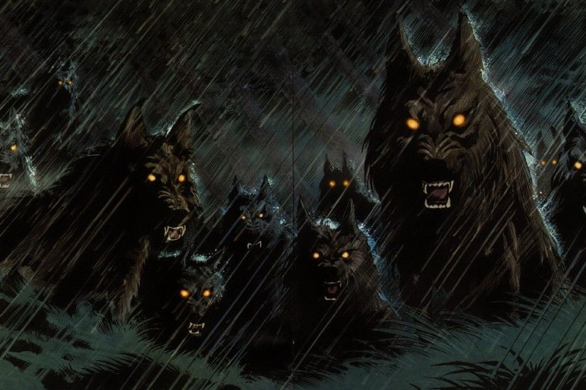 dark werewolf hellhound animals wolf wolves fangs demons evil fantasy  predator horror creepy spooky storm rain
