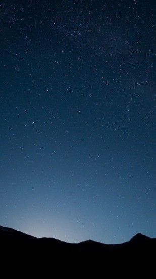 Mountains Night Silhouette Stars Sky iPhone 6 Plus HD Wallpaper