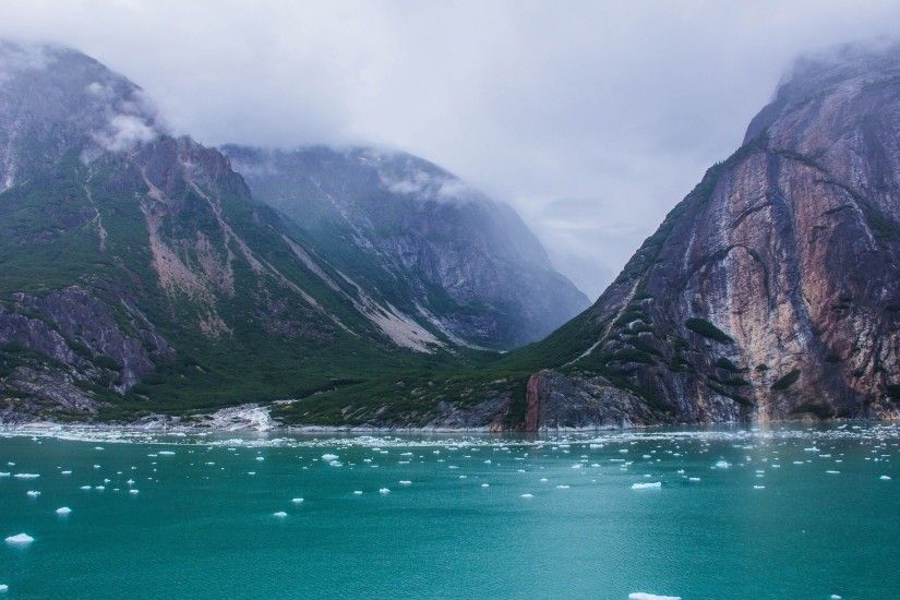 nature, Photography, Landscape, Mountains, Valley, Fjord, Clouds, Ice,  Alaska Wallpaper HD