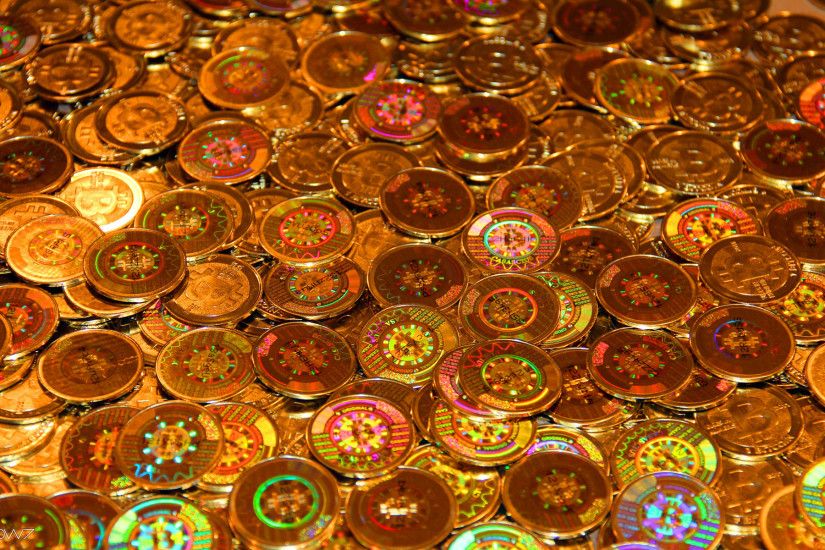 shiny bitcoin coins money