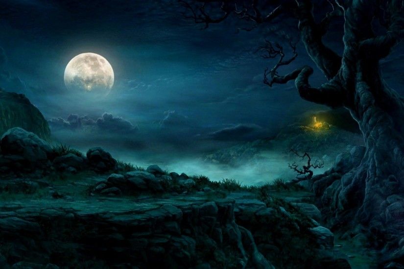 Mysterious Night Full Moon wallpapers and stock photos