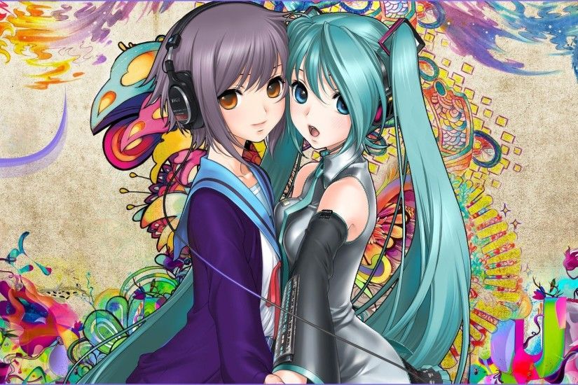 IU and Hatsune Miku in Vocaloid wallpaper 1920x1080 jpg