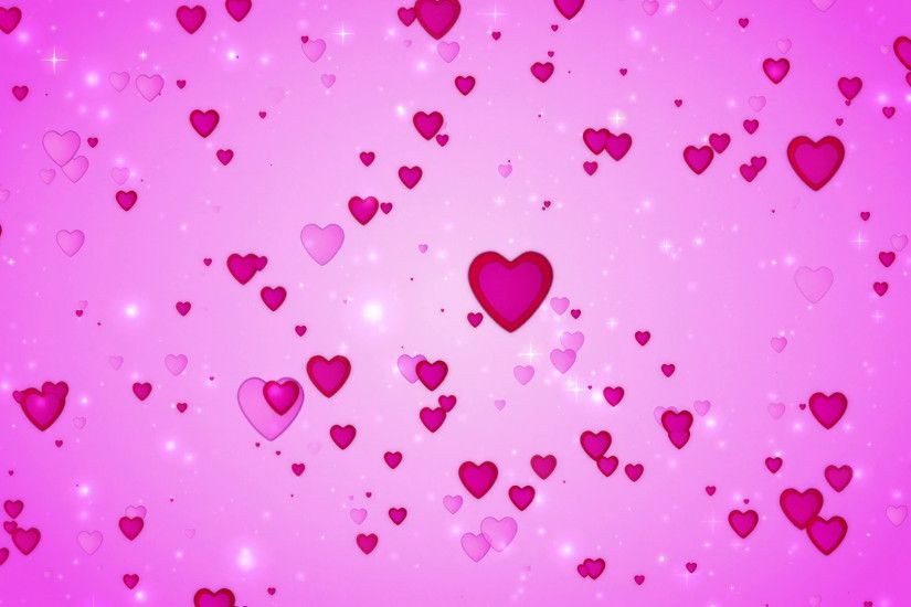 Romantic wedding pink background. The movement of red hearts. Love symbol.  Valentine.