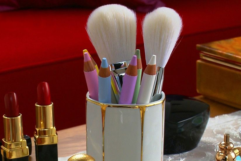 makeup, brush, pencil, lipstick, color