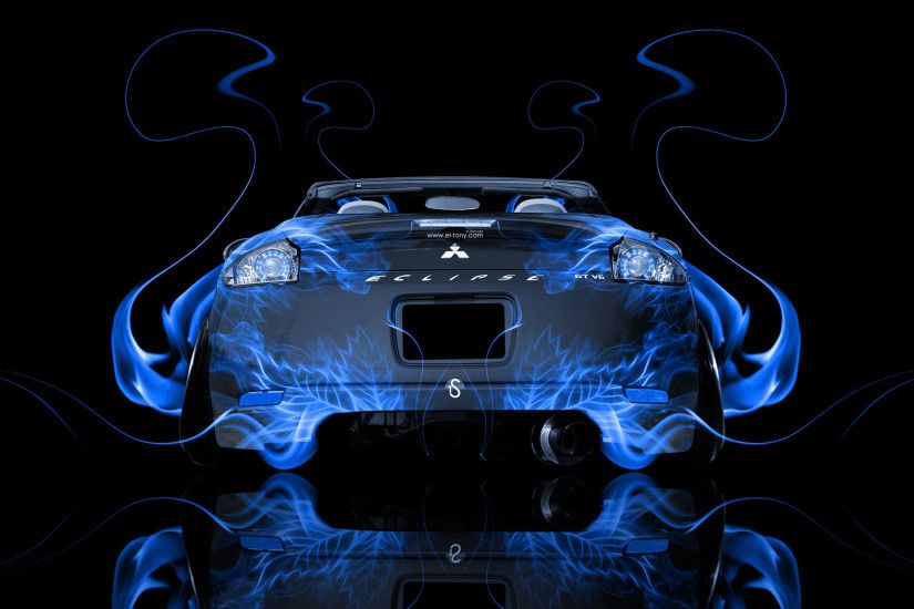 ... Mitsubishi-Eclipse-JDM-Back-Blue-Fire-Abstract-Car- ...