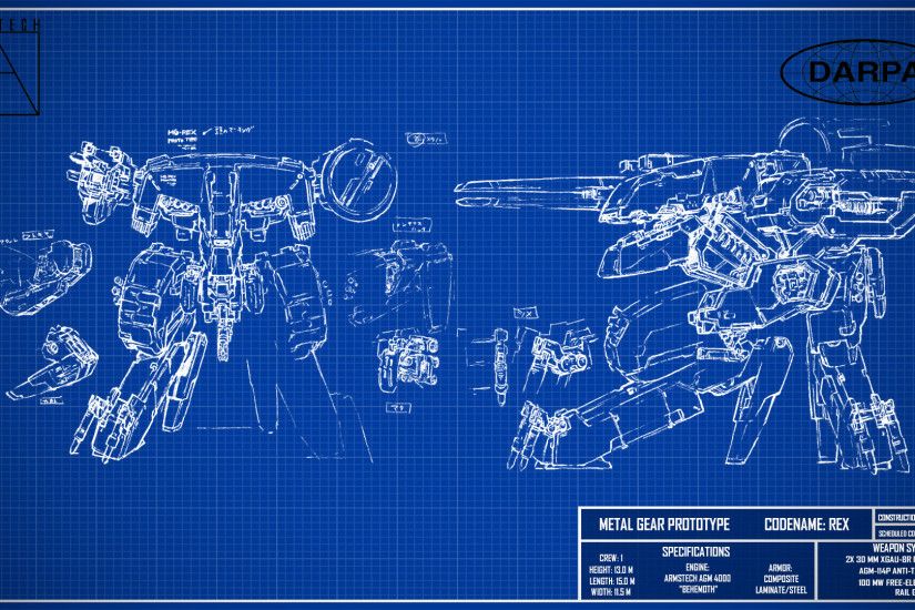 For the Metal Gear Solid fans here, I made a MG REX Blueprint wallpaper.