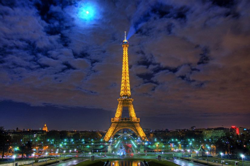 Night of France Eiffel Tower HD wallpaper
