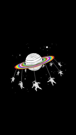 Astronauts Merry Go Round Planet Space iPhone 6 wallpaper