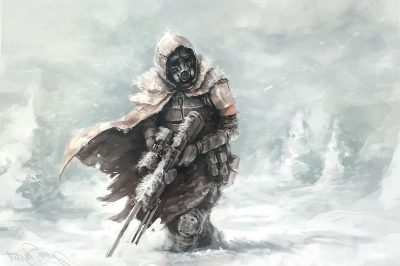 hunter, Winter, Sniper rifle, Destiny, Artwork Wallpaper HD