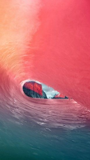 Apple Osx Yosemite Wave Red Rainbow Sea Blue #iPhone #6 #plus #wallpaper