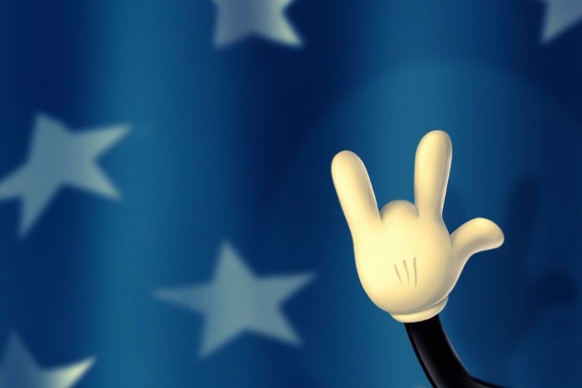 Preview wallpaper walt disney, mickey mouse, hand, fingers, background,  stars 2048x2048