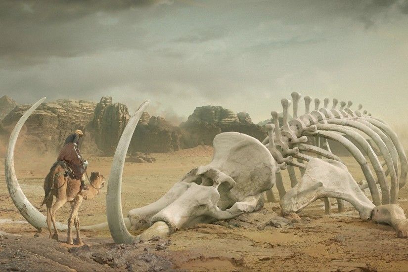 art daniel romanovsky desert camel bedouin skeleton giant tusks mammoth