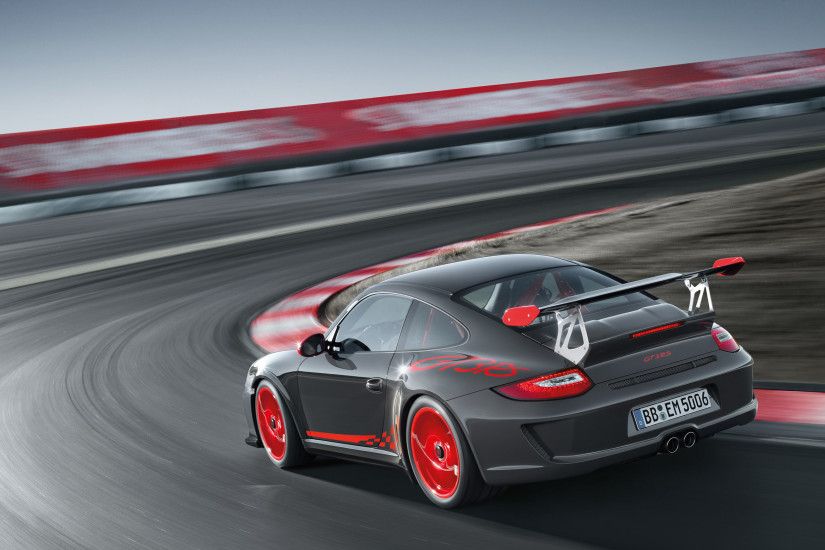 2010 Grey Black Guards Red Porsche 911 GT3 RS wallpaper Rear angle view