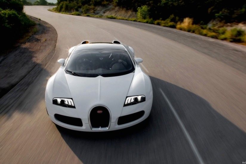 White Bugatti Veyron Super Sport on a winding road