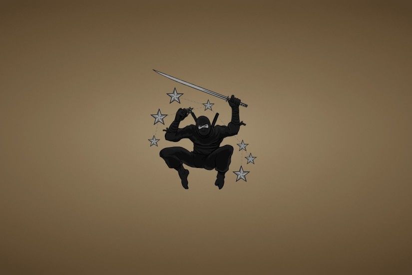 ninja ninja black suit weapon blade sword stars jump minimalism