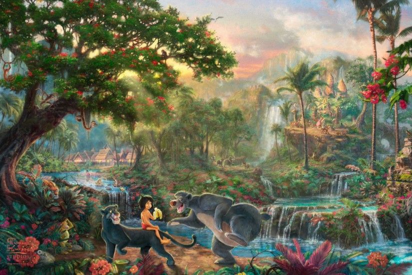 Thomas Kinkade, The Jungle Book, Walt Disney, Thomas Kinkade Studios,  Painting