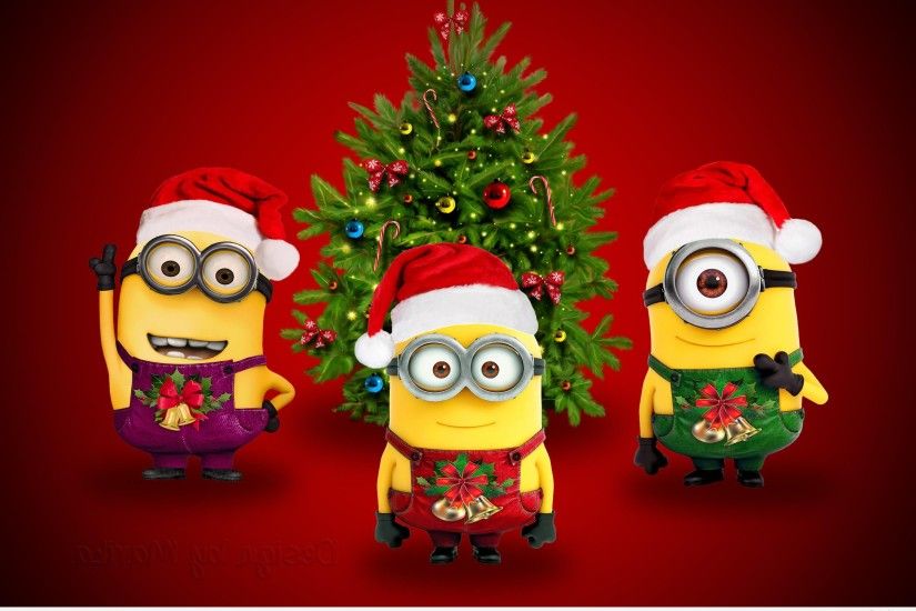Christmas Background with funny minions