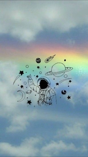 Image de wallpaper, rainbow, and space