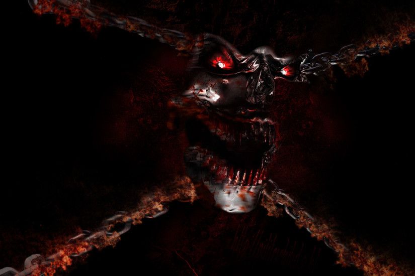 Dark - Creepy Skull Flame Blood Wallpaper