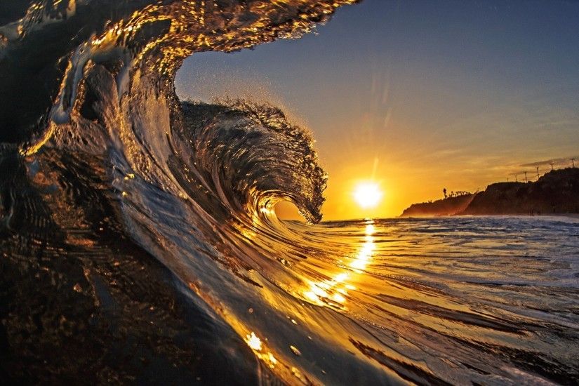 Hawaiian Tag - Sunset Surf Hawaiian Ocean Breaker Curl Polynesia Sun  Evening Island Islands Sea Pacific