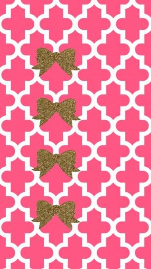 Gold glitter bow lattice pink background FREE tech wallpaper