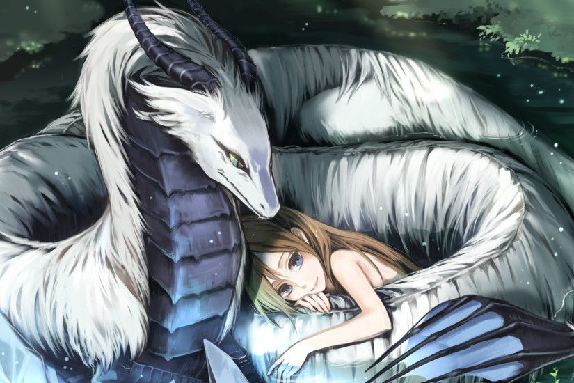 Fantasy beautiful asleep Princess dragon horns moon nigt wallpaper .