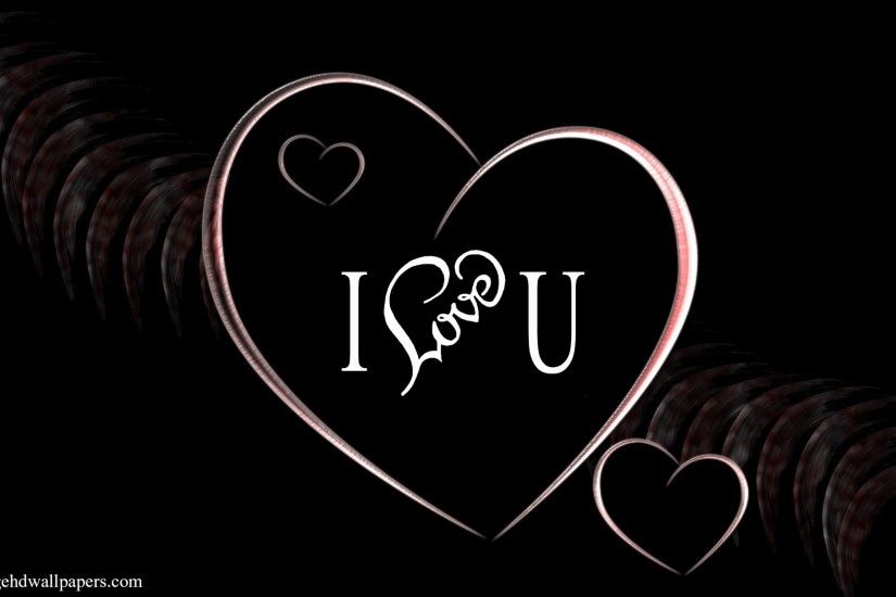 I Love U in Hearts Full HD Black Desktop Wallpapers