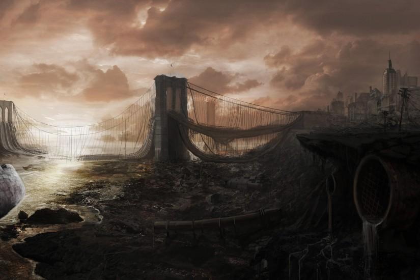 Apocalyptic Brooklyn Bridge Apocalypse Artwork Background Images