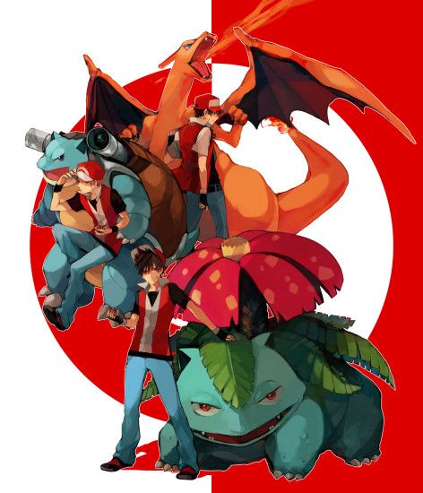 Trainer Red with the Starters