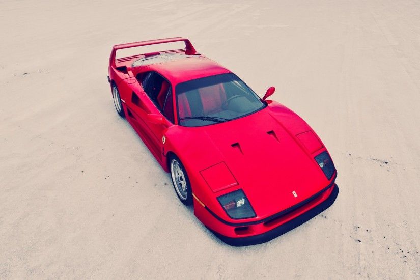 Red Ferrari F40 Top Side Angle wallpapers and stock photos