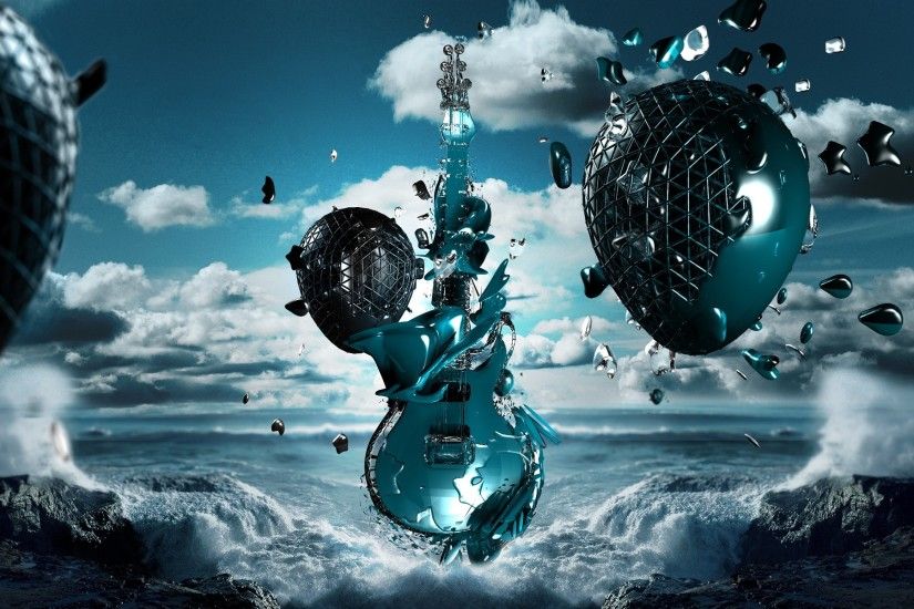 Awesome guitar nature 3D backgrounds.