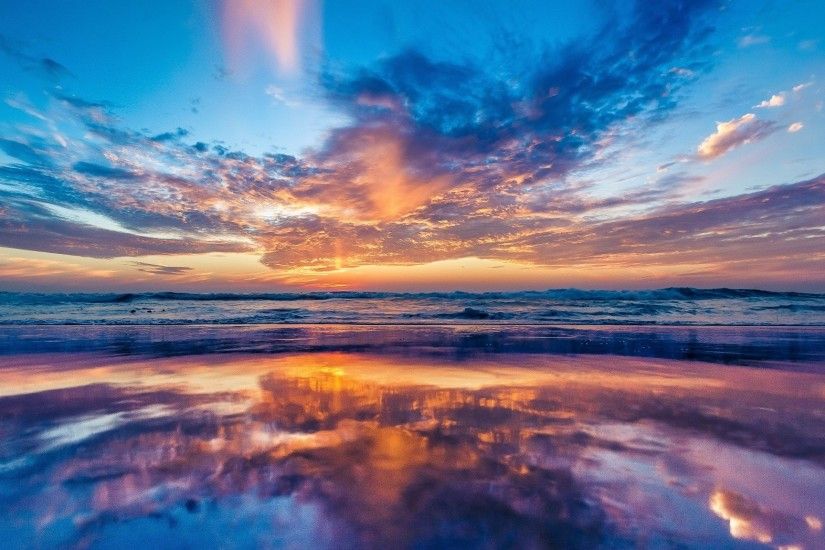 2048x1152 Wallpaper ocean, sea, sky, sunset, beach
