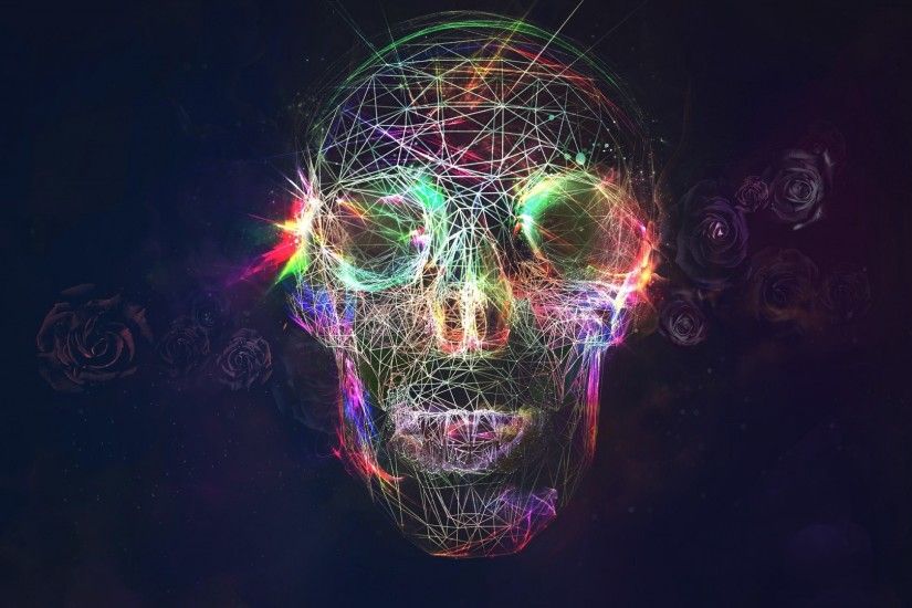 Preview wallpaper skull, abstract, bright, background 1920x1080