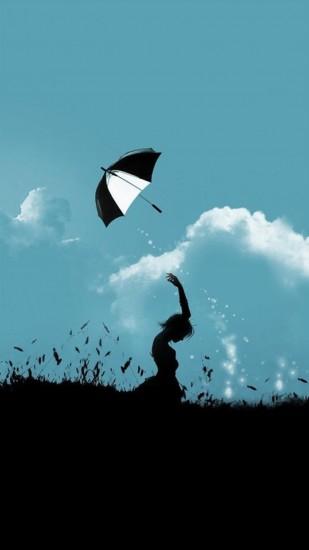 Hill Umbrella Throw At Cloudy Sky Aesthetic Art #iPhone #6 #plus #wallpaper