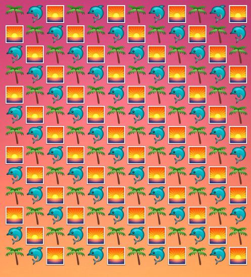 Emoji wallpaper background for desktop or phone ~ dolphins on a tropical  sunset beach