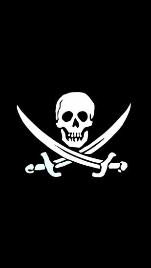 Roger Pirate Skull Black And White Android Wallpaper free download .