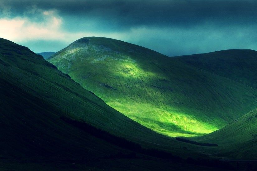 Fascinating landscape of green hills HD Desktop Wallpaper | HD .