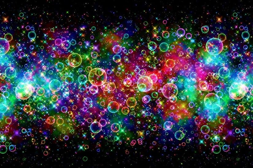 Bubbles colors shine in black nice background wallpapers