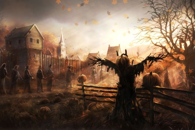 Chained slaves walking past the scarecrow wallpaper 1920x1080 jpg