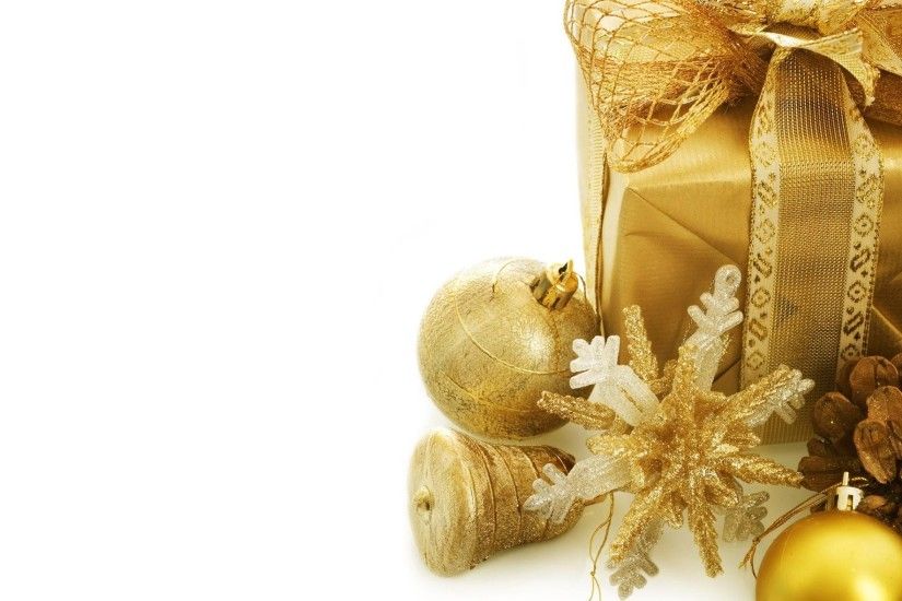 Wallpaper Christmas decorations, Cone, Gift, Gold, Snowflake, Holiday HD,  Picture, Image