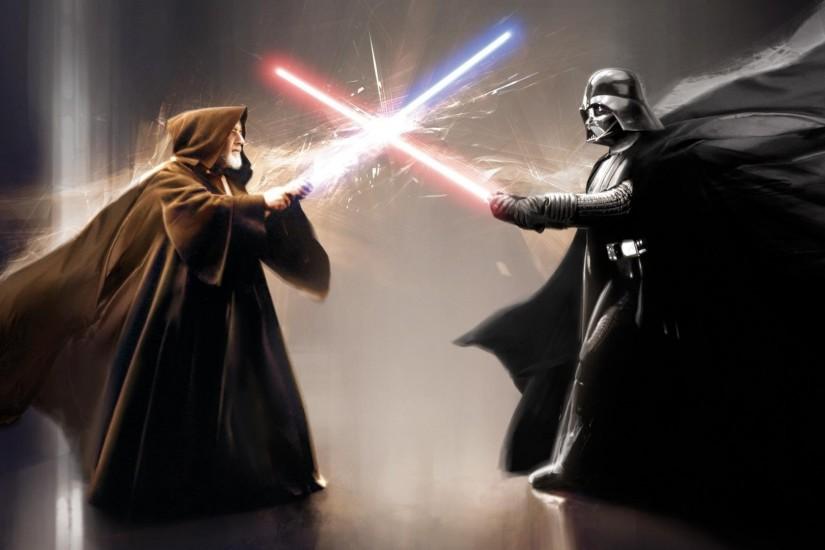 Star Wars, Darth Vader, Obi Wan Kenobi, Lightsaber, Artwork Wallpaper HD