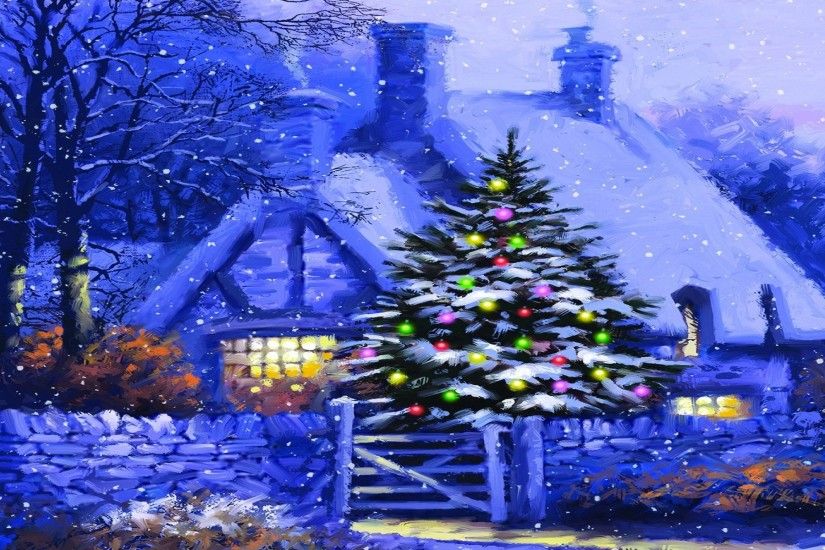 Winter, Snow, Christmas Tree, Christmas, Xmas, Cottage, House, Christmas